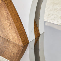 Modern Rectangular Coffee Table with Tempered Glass Top and Artistic