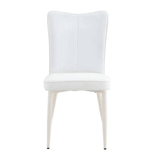 Warm cream style minimalist dining chairs with 4 white sponge PU seats