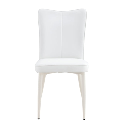 Warm cream style minimalist dining chairs with 4 white sponge PU seats