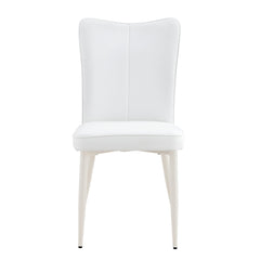 Warm cream style minimalist dining chairs with 4 white sponge PU seats