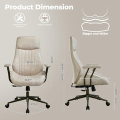Ergonomic Home Office Chair, Mid-Century Modern Leather Chair with