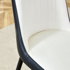 Modern Two-Tone PU Dining Chairs with Gold Decorated Legs - White and