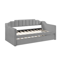 Velvet Daybed with Trundle Upholstered Tufted Sofa Bed,  both Twin