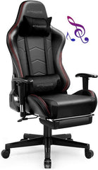 Gaming Chair with Footrest Speakers Video Game Chair Bluetooth Music