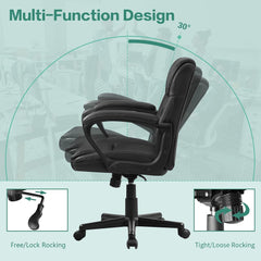 Executive Office Chair Swivel Task Seat with Ergonomic Mid-Back, Waist