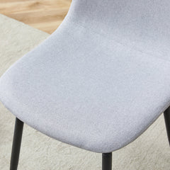 Comfortable Linen-Cotton Dining Chair Set - Six Pieces in Light Gray