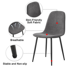 Modern Mid-Century Style Dining Chairs Set of 4 with Soft Linen Fabric