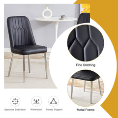 Modern Dining Chairs Set of 4 with PU Leather Backrest and Silver