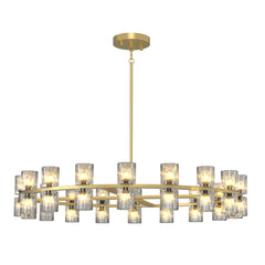 Modern 36' Gold Round Chandelier Light Fixture, K9 Crystal Chandeliers