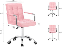 Desk Chair Modern Office Chair with Wheels Vanity Chair PU Leather