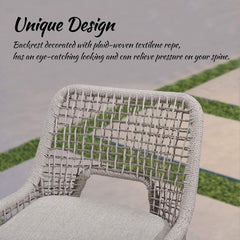 Counter Height Bar Stools Set of 4 Rattan Chair Boho Aluminum Woven