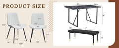 Table and chair set.Modern Black Marble Pattern MDF Dining Table Set -