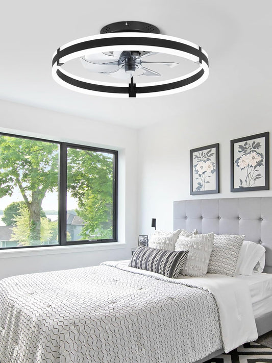 Ceiling Fans with Lights and Remote, 19.7'' Low Profile Ceiling Fans,