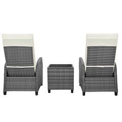 Outdoor Rattan Two-person Combination With Coffee Table, Adjustable,