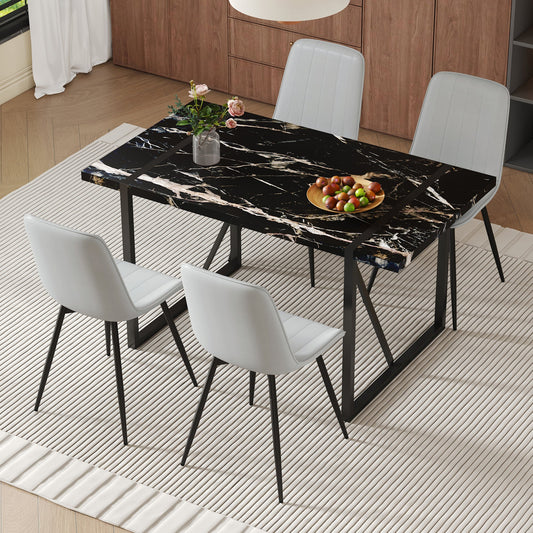 Table and chair set.Modern Black Marble Pattern MDF Dining Table