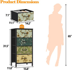 4 Drawer Fabric Dresser Nightstand with Wood Top