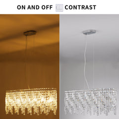 Silver Elegant Oval Crystal Chandelier, Modern Ceiling Light Fixture