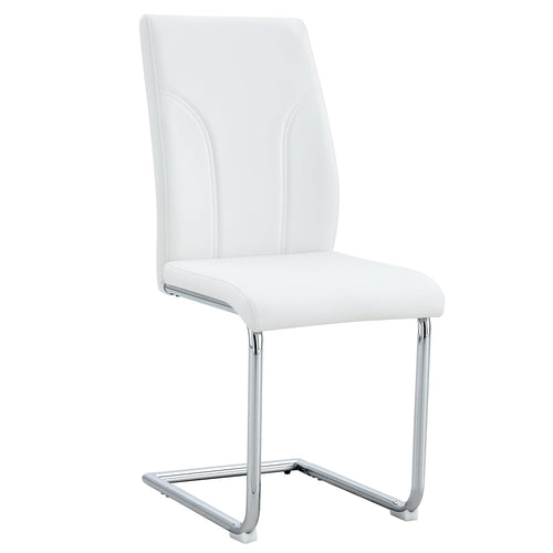 Modern Set of 6 White PU Dining Chairs with High Backrest and Sturdy