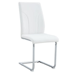 Modern Set of 6 White PU Dining Chairs with High Backrest and Sturdy