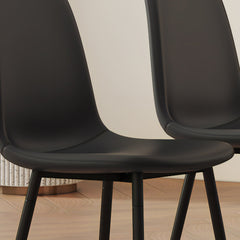 Modern Minimalist Black Dining Chair Set - Four Chairs, Upholstered