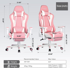 Gaming Chair with Footrest Speakers Video Game Chair Bluetooth Music