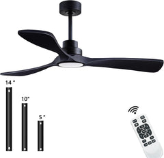 52" Wood Ceiling Fan with Lights with Remote Control Ceiling Fan, 3