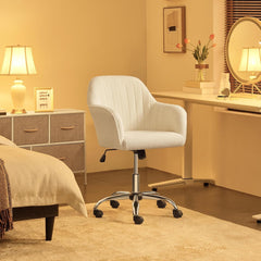 Boucle Vanity Chair Makeup Desk Chair Modern Office Chair Mid Back