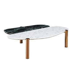 Faux Marble Coffee Tables Accent Tea Tables with Gold Metal Foot for