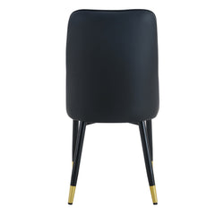 Modern Two-Tone PU Dining Chairs with Gold Decorated Legs - White and