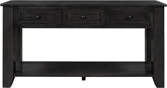 Black Console Table with Drawers and Shelf