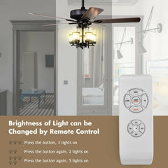 50 Inch Noiseless Ceiling Fan Light with Explosion-Proof Glass