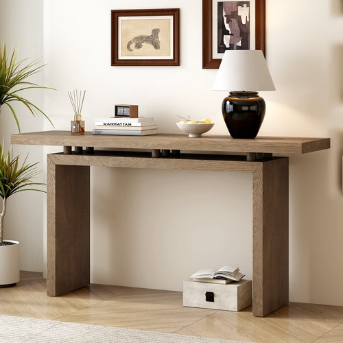 Uniquely Designed Ash Veneer Console Table, Modern Simple Style,