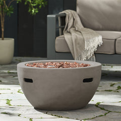 27' Bowl Shaped MGO Propane Fire Pit 40000 BTU, Light Grey (Tank Cover