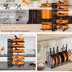 Pot Organizer Rack 8 Tiers Pots And Pans Organizer, Pot Lid Organizer