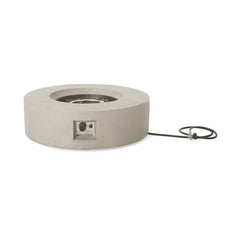 Modern Outdoor 50,000 BTU Round MgO Concrete Propane Fire Pit, Light