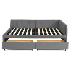 Full Size Upholstered Tufted Bed Frame with Two Drawers, Sofa Bed