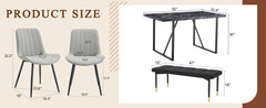 Table and chair set.Modern Black Marble Pattern MDF Dining Table Set -