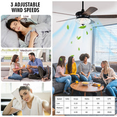 52 Inches Ceiling Fan with Remote Control