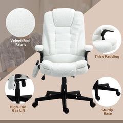 6 Point Vibrating Massage Office Chair with Heat, Velvet High Back