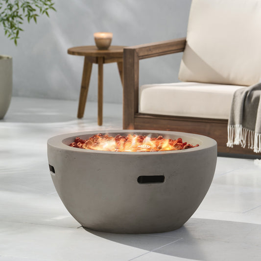 27' Bowl Shaped MGO Propane Fire Pit 40000 BTU, Light Grey (Tank Cover