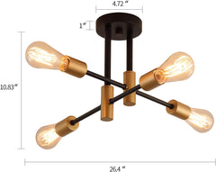 Black Gold Sputnik Chandelier: Modern Industrial Ceiling Light