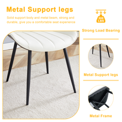 Modern Minimalist Dining Chair Set - Extended Seat Cushion, White/Dark