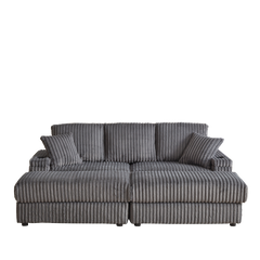 84Inch Corduroy 3-seater sofa With 3 back pillows ,2 toss pillows , a