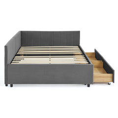 Full Size Upholstered Tufted Bed Frame with Two Drawers, Sofa Bed
