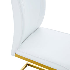 Luxury Simple Arch Chair Set of 6 - White PU Dining Chair with Gold