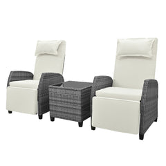 Outdoor Rattan Two-person Combination With Coffee Table, Adjustable,