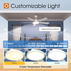 Ceiling Fans with Lights, 52 Inch White Ceiling Fan with Light and