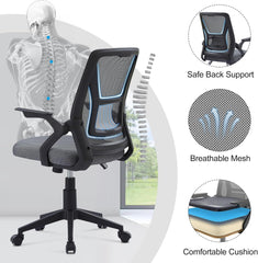 Mid-Back Swivel Ergonomic Office Chair with Adjustable Arms, Mesh