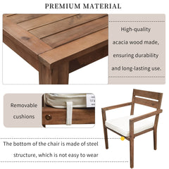 Acacia Wood Outdoor Dining Table And Chairs Suitable For Patio,