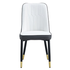Modern Dual Tone Dining Chair with PU Leather Backrest and Black Metal